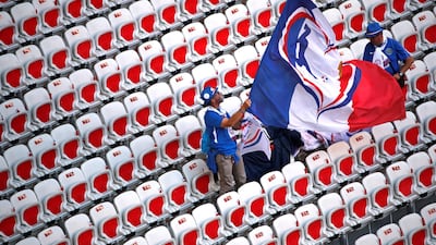 France fans before the match against Norway in Nice. France, the 2019 World Cup hosts, won the Group A match 2-1. Reuters