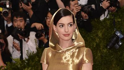Anne Hathaway, in Ralph Lauren, attends the Met Gala at the New York Metropolitan Museum of Art in New York, US, on May 4, 2015. EPA