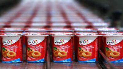 The Al Ain Dairy factory, owned by Agthia, produces the Yoplait yoghurt brand. Delores Johnson / The National