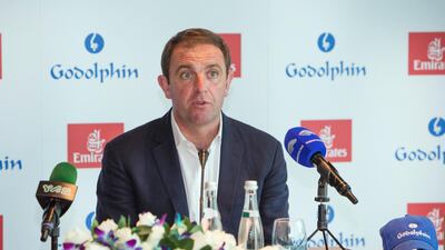 Goldolphin trainer Charlie Appleby saddles Brundtland and Ispolini in Thursday's Group 3 Nad Al Sheba Trophy. Leslie Pableo for The National