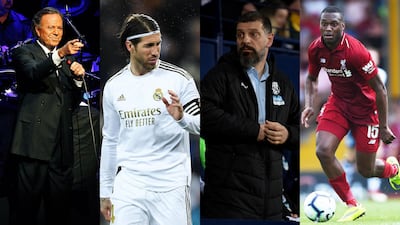 From left: Julio Iglesias, Sergio Ramos, Slaven Bilic and Daniel Sturridge, each has dabbled in music, as well as football. Getty Images
