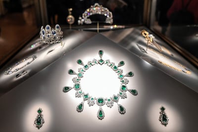 Jewels including this emerald necklace were stolen from the Louvre Museum in Paris. AFP