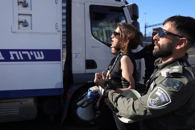 Police confront protesters amid the demonstrations in Israel. EPA