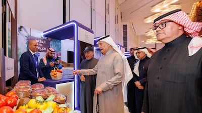 Saudi Arabia's Minister of Environment, Water and Agriculture, Abdulrahman Al Fadhli, centre, with Nadec officials. Photo: Nadec