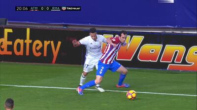 Above, football action from a La Liga game showing the same shot but with a different advertising. Courtesy Mediapro