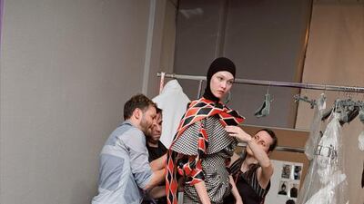 Preparing for the catwalk for the 2009 Horn of Plenty show. Courtesy Nick Waplington