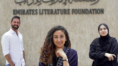 Ahlam Bolooki, centre, is the director of the Emirates Airline Festival of Literature and leader of the UAE Wikimedia User Group. Photo: Emirates Airline Festival of Literature
