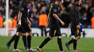 Andres Iniesta, second from right, called Barcelona's defeat at the hands of Chelsea 'unjust'.