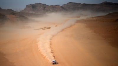Toyota's Nasser Al-Attiyah and co-Driver Matthieu Baumel during Stage 10. AFP