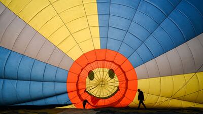 Preparations under way for the International Hot-Air Balloon Festival in Pokhara, Nepal. AFP