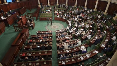 Members of Tunisia's parliament attend a confidence session in the capital Tunis on September 1, 2020. AFP