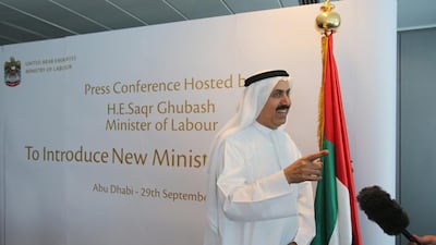 Minister of Labour Saqr Ghobash introduced labour reforms that aim to tighten oversight of employment agreements for temporary migrant workers. Kamran Jebreili / AP
