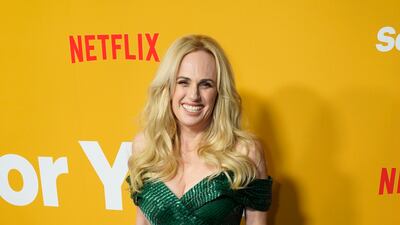 Rebel Wilson, wearing green Jason Wu, at the premiere of 'Senior Year' in West Hollywood on May 10, 2022. AP Photo