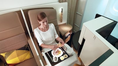 Etihad business class flights from Abu Dhabi to London Heathrow currently start at Dh18,895. Courtesy Etihad