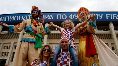 Croatia fans pose for a picture before the semi-final. AP Photo