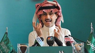 Prince Al Waleed bin Talal, the Saudi billionaire, has partnered with the US data company Bloomberg to produce Alarab. Fayez Nureldine / AFP