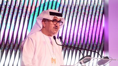 Aref Al Awani, general secretary of Abu Dhabi Sports Council, speaks at the announcement of the Fatima bint Mubarak Women's Sports Awards at the Emirates Palace.