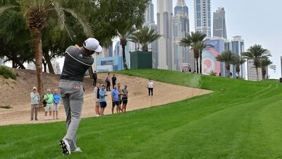 David Lipsky of the United States plays a shot during the second round of the Omega Dubai Desert Classic. AFP