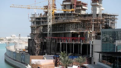 Construction work on the 35-storey property on Al Maryah Island started last year after developer Mubadala awarded a Dh730 million contract to design and build the project to Al Futtaim Carillion. Christopher Pike / The National