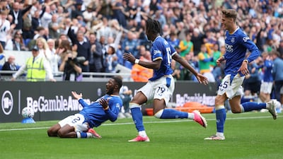 Ainsley Maitland-Niles after scoring for Everton to make it 2-2. EPA