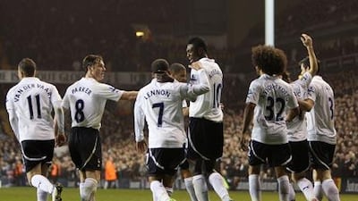 Tottenham Hotspur have much improved since the arrival of Scott Parker, second left, and Emmanuel Adebayor, centre.