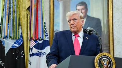 US President Donald Trump was speaking during a ceremony in the Oval Office. Bloomberg