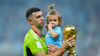 Argentina's goalkeeper Emiliano Martinez won the Golden Glove Award. AP Photo