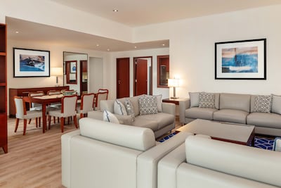 Two-bedroom suite living room at Sheraton The Walk, Dubai. Sheraton The Walk, Dubai