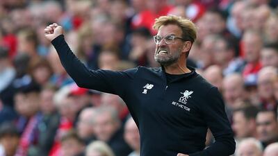 Jurgen Klopp cut a frustrated figure during Liverpool's draw with Burnley at Anfield on Saturday. Alex Livesey / Getty Images
