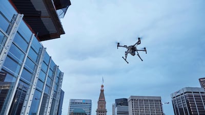 A study carried out by scientists at Khalifa University has explored ways to make drones more efficient in readiness for use in combating skyscraper fires in the UAE. AP