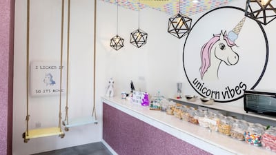 Unicorn Vibes offers colourful desserts in an equally colourful setting. Antonie Robertson / The National