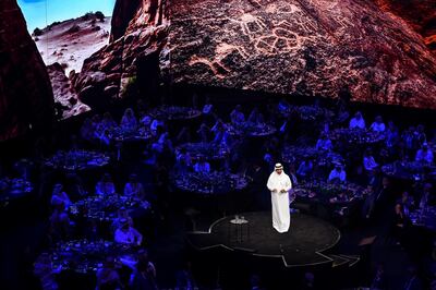 Ahmed AlKhateeb, chairman of the Saudi Commission for Tourism and National Heritage, on stage. Courtesy Tom Dulat / Getty