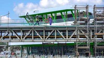 Construction work continues on one of the buildings on the canalside development