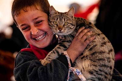 A 10-year-old Syrian boy from Raqqa, a former ISIS stronghold, just before leaving the Al Hol refugee camp to return home. AFP