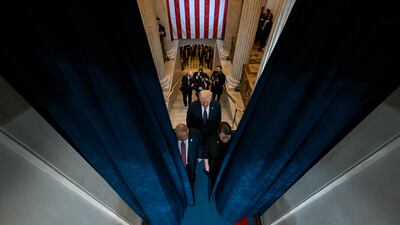President-elect Donald J. Trump entering the state of his inauguration as the 47th president of the United States inside the Capitol Rotunda of the U. S. Capitol building in Washington, D. C. , USA, 20 January 2025. It is the 60th U. S. presidential inauguration and the second non-consecutive inauguration of Trump as U. S. president. EPA / KENNY HOLSTON / POOL