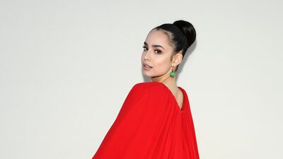 Sofia Carson at Valentino. (Photo by Pascal Le Segretain/Getty Images)