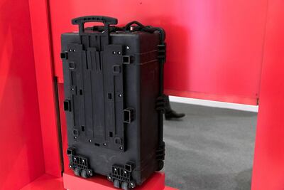 A smart suitcase on display in Tahaluf's booth at Gitex. Reem Mohammed / The National