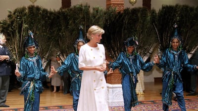 Princess Diana visits the Shri Swaminarayan Mandir Mission in Neasden, London. Getty Images