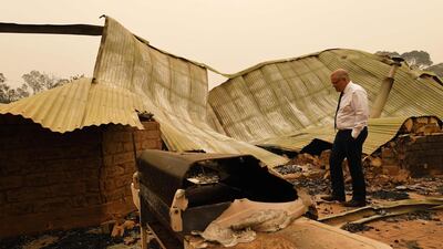 Australia's Prime Minister Scott Morrison visits a wildflower farm in an area devastated by bushfires in Sarsfield, Victoria state. AFP