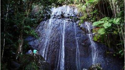Tourists at La Coca Falls in El Yunque National Forest. Edythe McNamee for The National