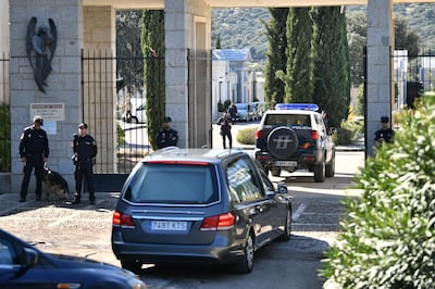 A hearse containing the remains of Francisco Franco arrives at Mingorrubio cemetery in El Pardo neighbourhood, in Madrid, Spain. Getty Images