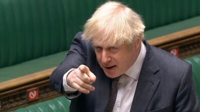 Britain's Prime Minister Boris Johnson gesturing in the House of Commons in London on Wednesday. AFP