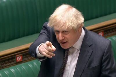 Britain's Prime Minister Boris Johnson gesturing in the House of Commons in London on Wednesday. AFP