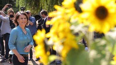 Annalena Baerbock, chancellor candidate of the German Greens Party, departs after casting her ballot in federal parliamentary elections in Potsdam. Getty Images