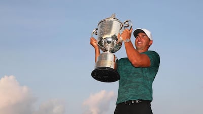 Brooks Koepka won the PGA Championship last year with a score of -16 at Bellerive Country Club in August. Jamie Squire / AFP