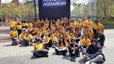 Outside the National Aquarium in Baltimore. Courtesy American International School in Abu Dhabi