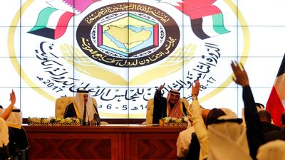 Kuwait's Foreign Minister Sabah Al Sabah gestures during a news conference with Nayef Al Hajraf, Secretary General of the Gulf Cooperation Council. Reuters