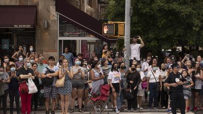 Fans gather as they wait for the arrivals of actors ahead of a screening of 'In the Heights'. Bloomberg