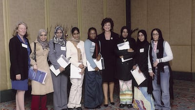 Emirati students from the UAE's Higher Colleges of Technology attend one of the AIWF's first conferences in 2003. Photo: AIWF