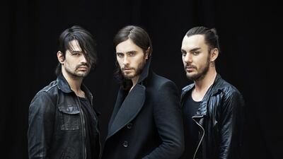 Thirty Seconds To Mars – from left Tomo Milievi, Jared Leto & Shannon Leto – who have moved their Dubai which had been scheduled on April 10. Courtesy Thirty Seconds to Mars